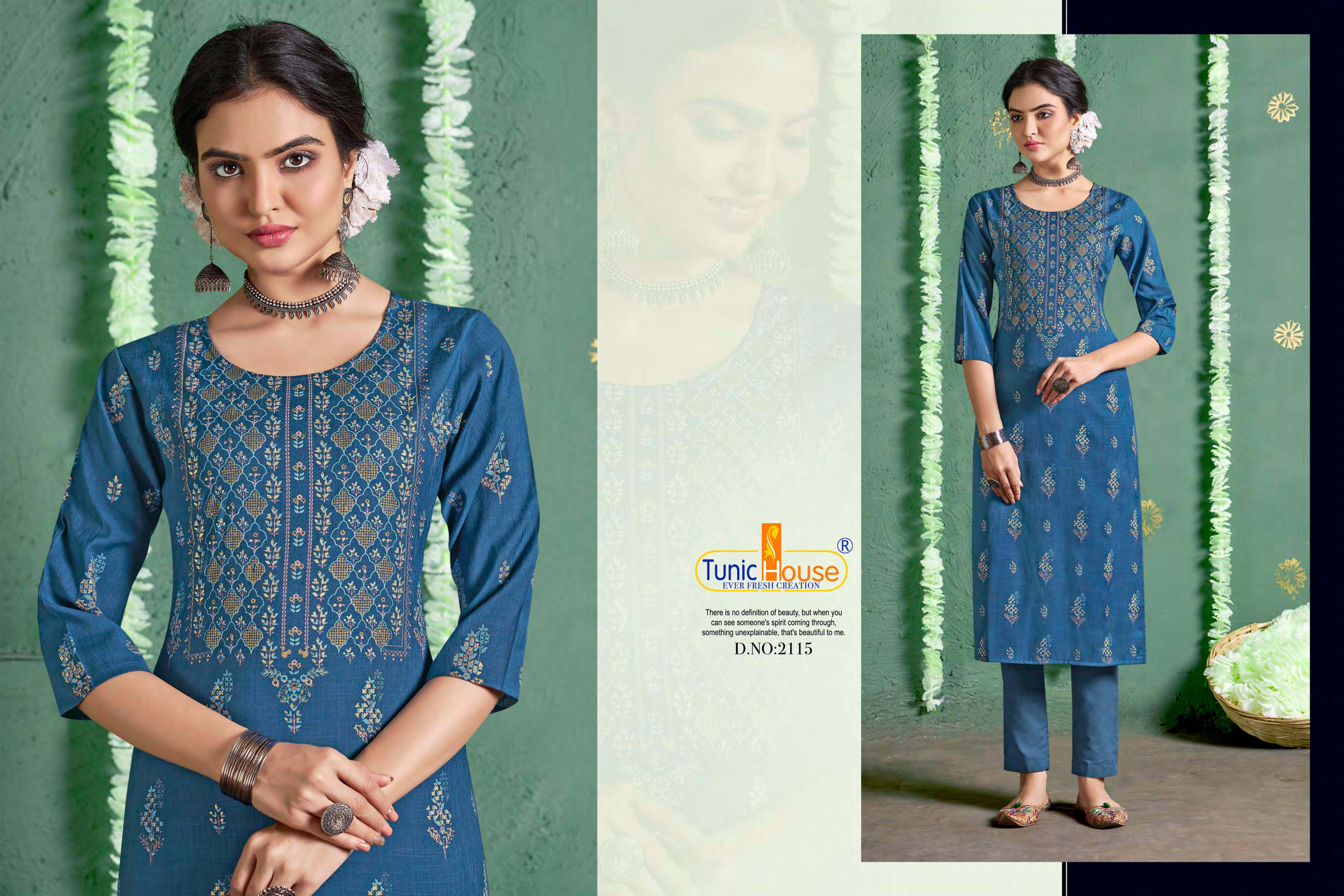 Tunic House Nigaah Nx Designer Foil Print Kurti Catalouge