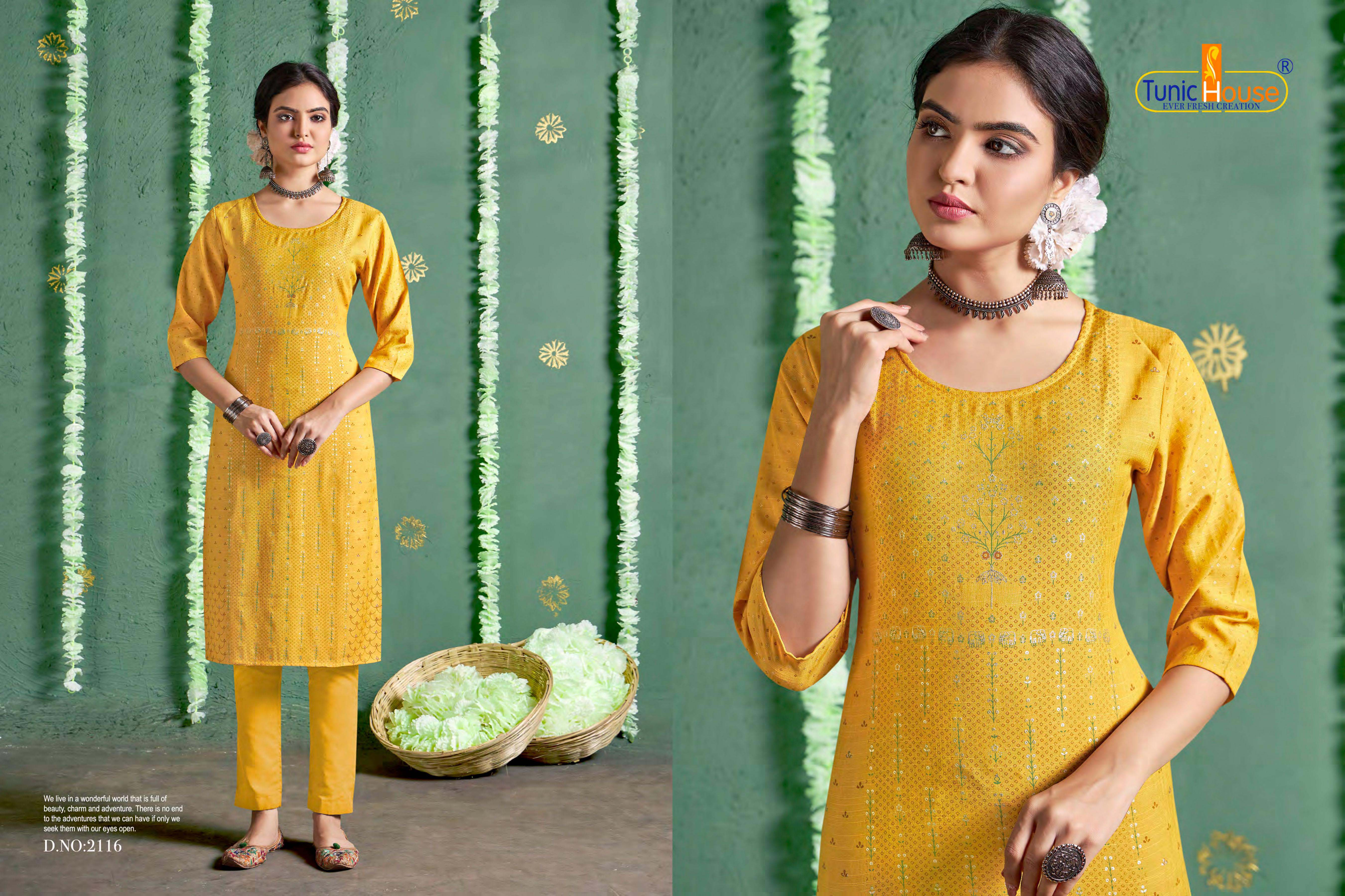 Tunic House Nigaah Nx Designer Foil Print Kurti Catalouge