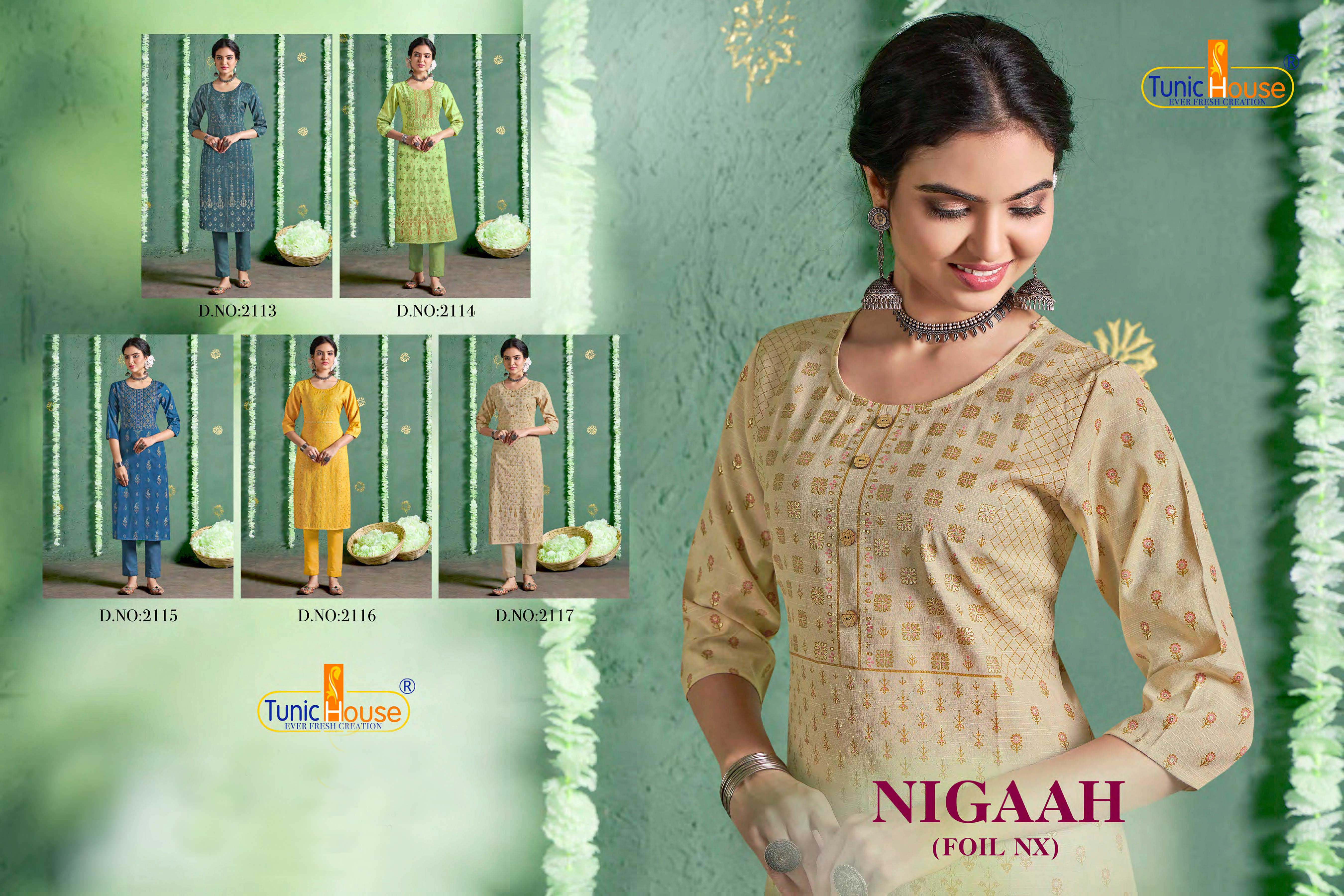 Tunic House Nigaah Nx Designer Foil Print Kurti Catalouge