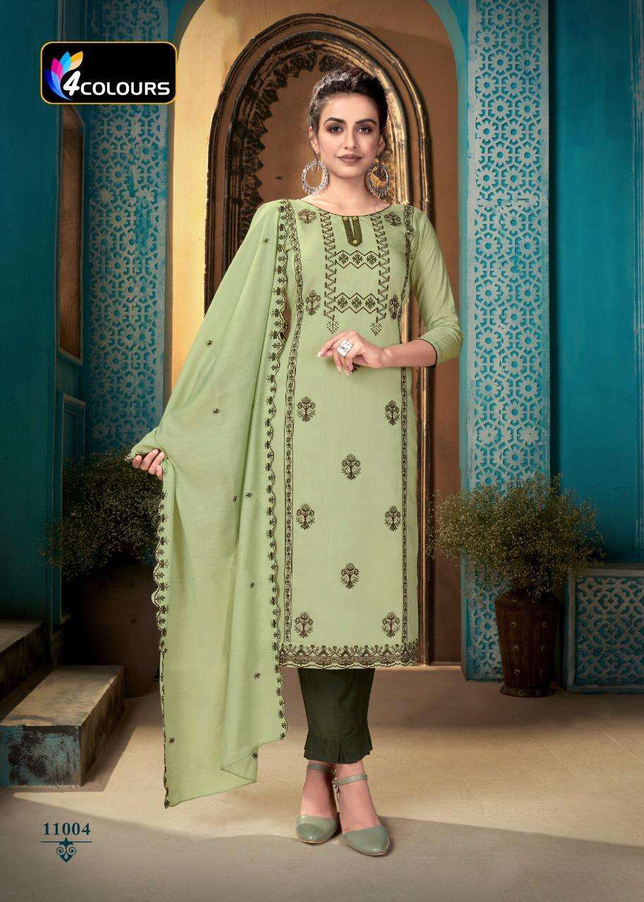 4 Colours Aleena Designer Silk Ethnic Wear Ready made Buy Latest