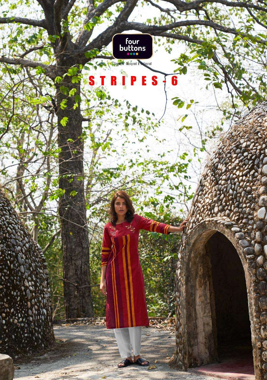 4 Colours Stripes Vol 6 Designer  Ethnic Wear Kurti  Catalog
