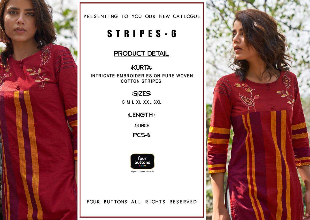 4 Colours Stripes Vol 6 Designer  Ethnic Wear Kurti  Catalog