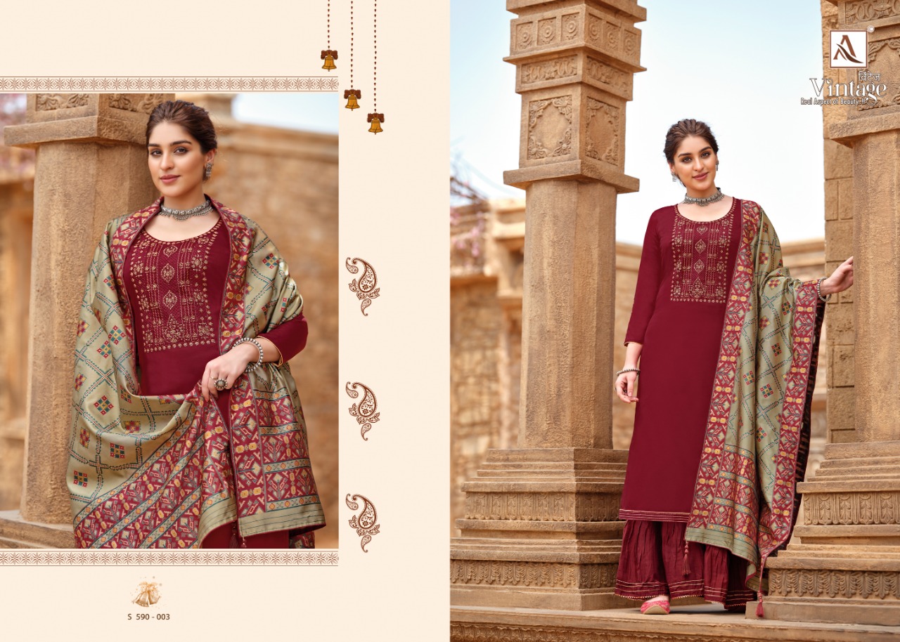 Alok Vintage Vol 2 Designer Kashmiri Embroidery Salwar Suits Catalog