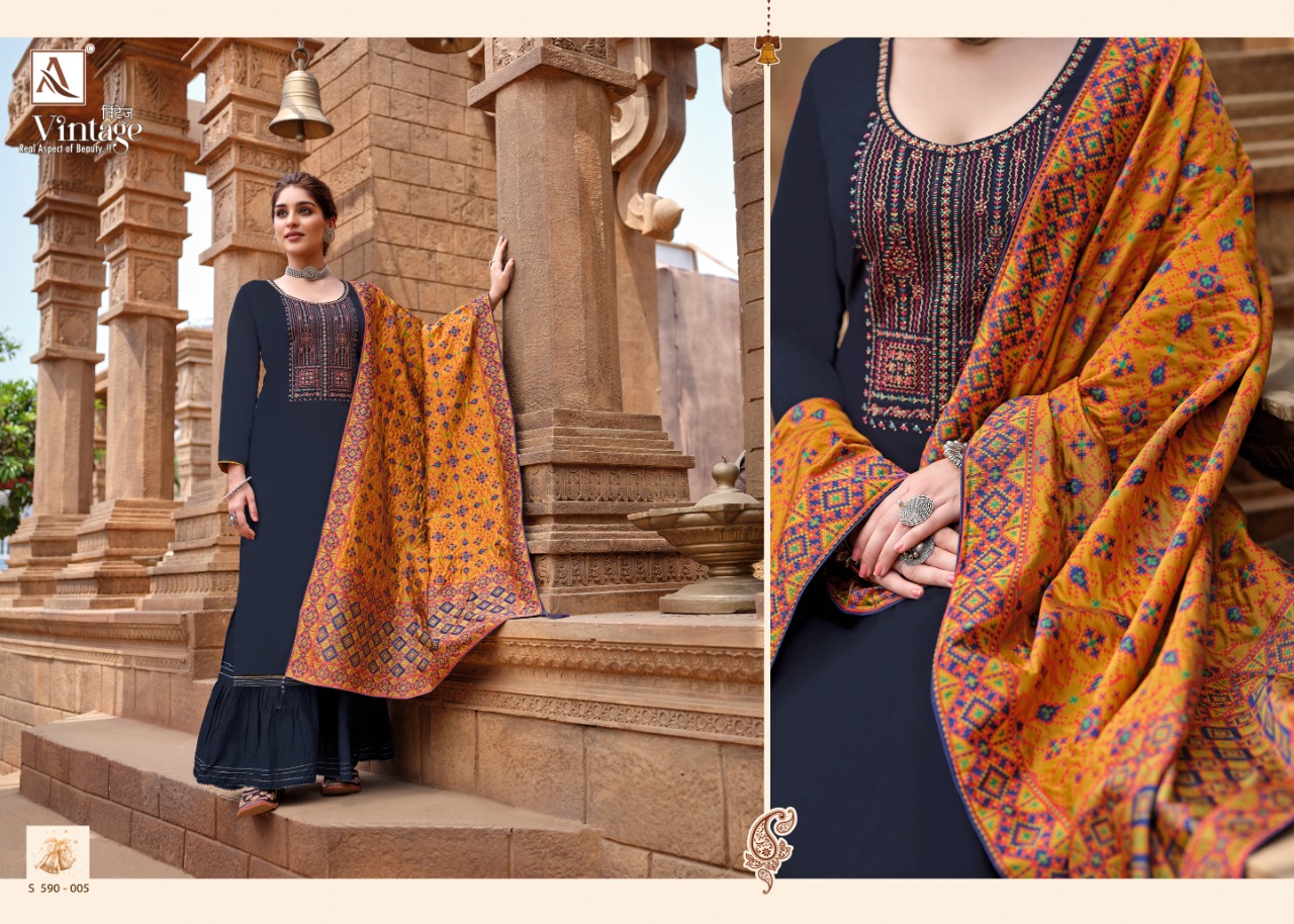 Alok Vintage Vol 2 Designer Kashmiri Embroidery Salwar Suits Catalog