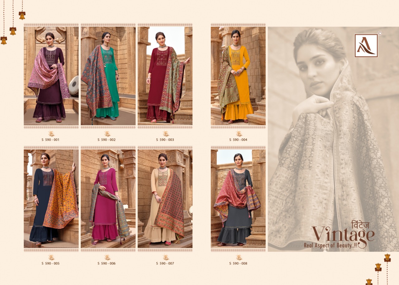 Alok Vintage Vol 2 Designer Kashmiri Embroidery Salwar Suits Catalog