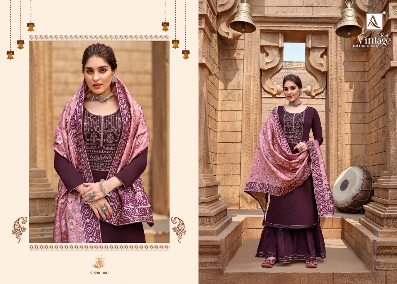 Alok Vintage Vol 2 Designer Kashmiri Embroidery Salwar Suits Catalog