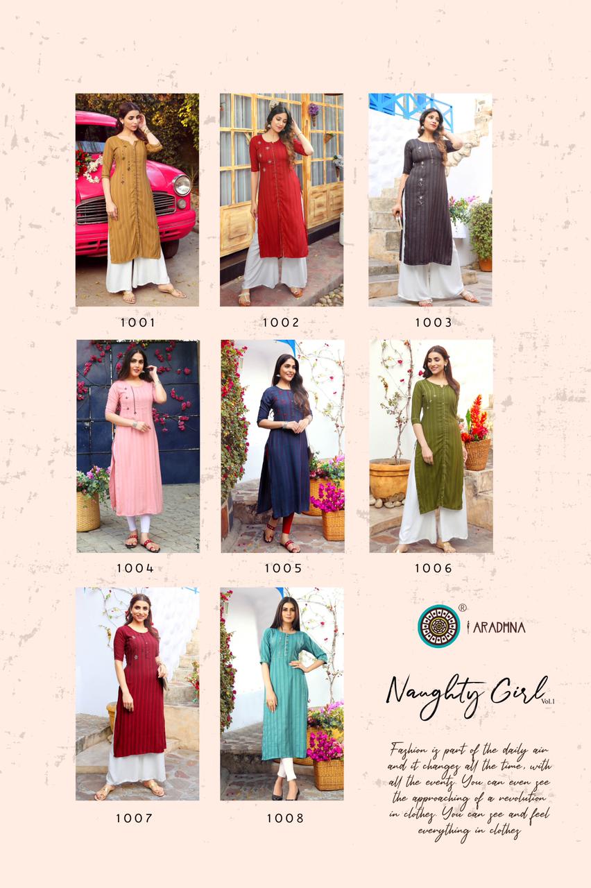 Aradhana  Naughty Girl  Vol 1  Designer  Kurti Catalog