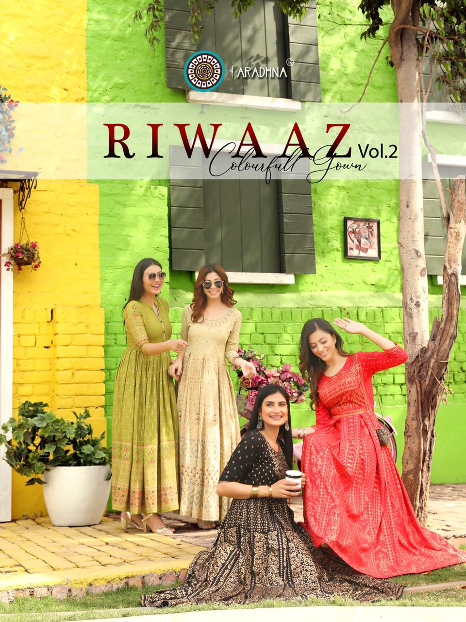 Aradhna Riwaaz  Vol 2 Rayon Fancy Ethnic Wear Long  Kurti Catalogue