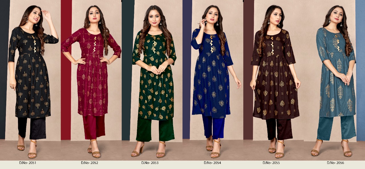 Tunic House New Pich Foil Print Kurti Catalouge