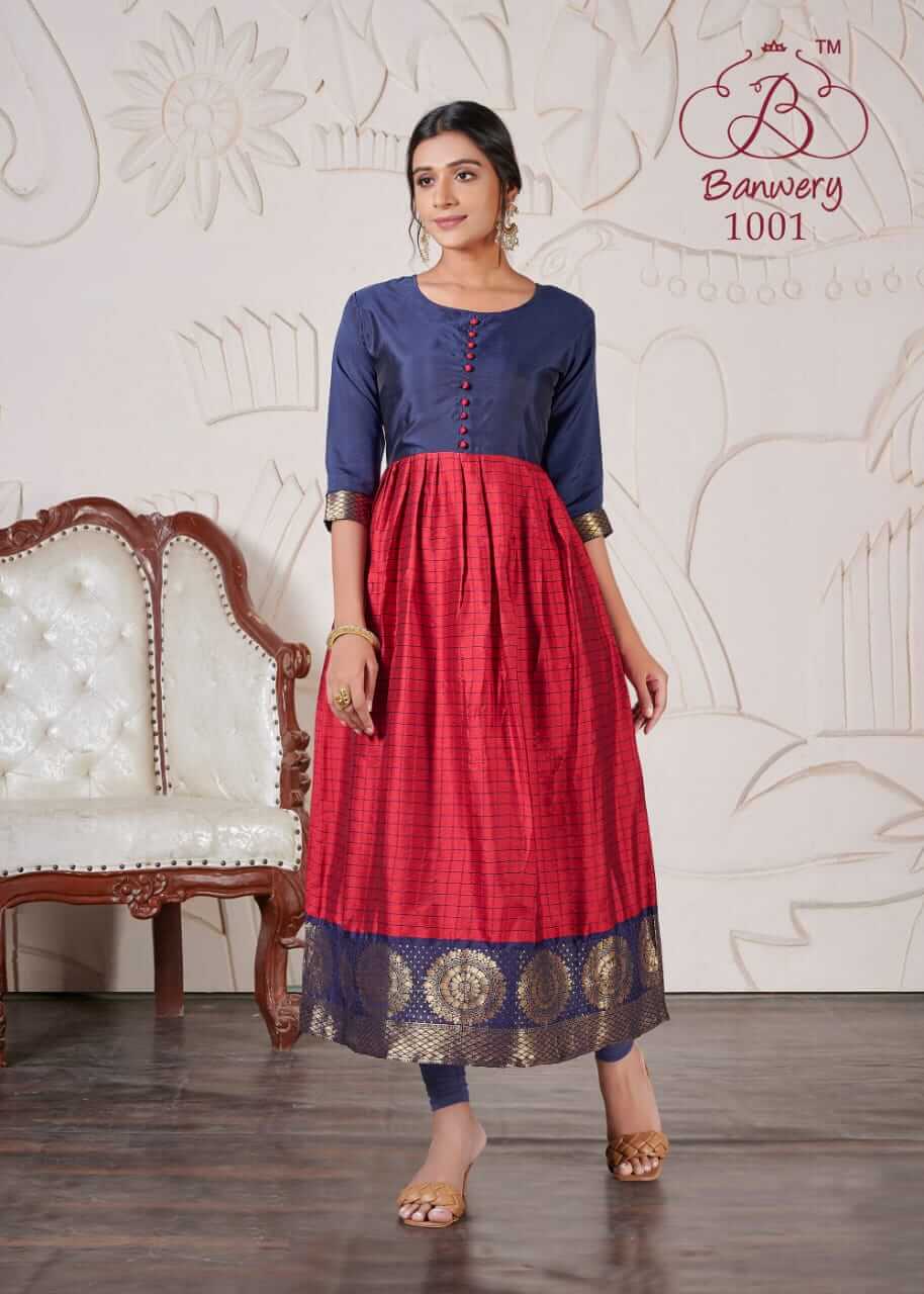 Banwery Peehu Stylist Silk Jacquard Ethnic Wear Kurti Catalog