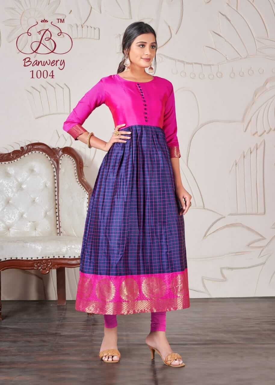 Banwery Peehu Stylist Silk Jacquard Ethnic Wear Kurti Catalog