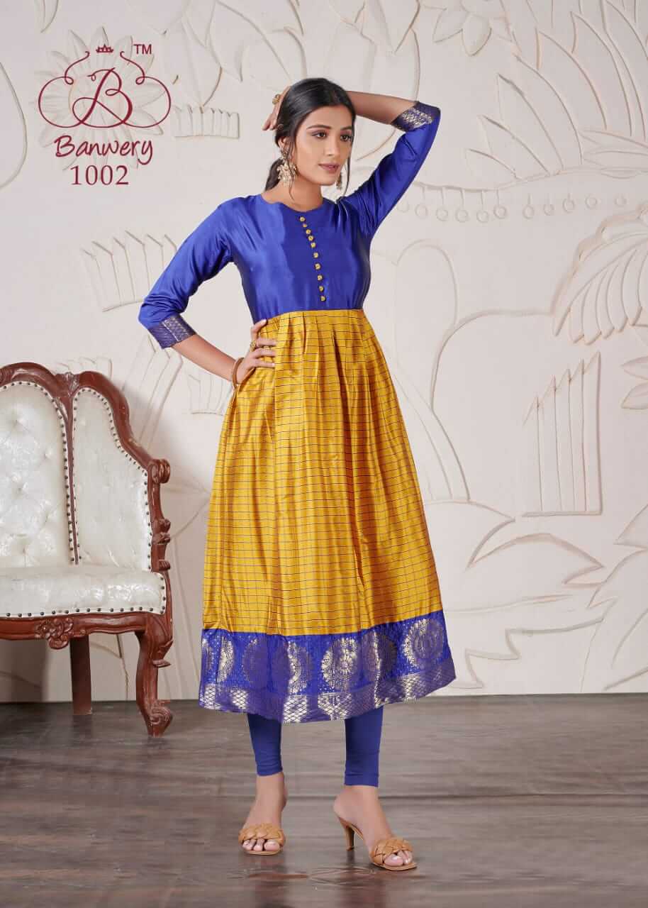 Banwery Peehu Stylist Silk Jacquard Ethnic Wear Kurti Catalog