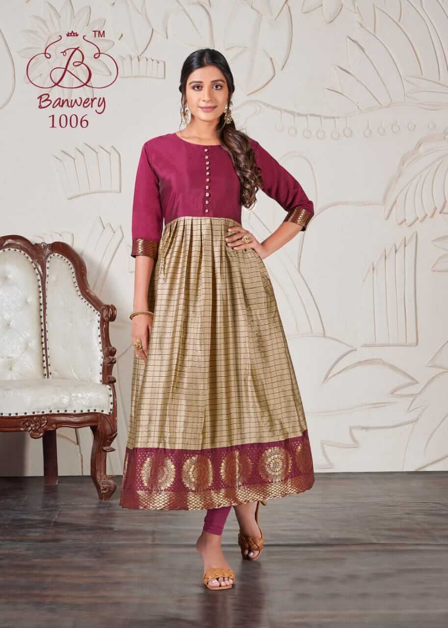 Banwery Peehu Stylist Silk Jacquard Ethnic Wear Kurti Catalog