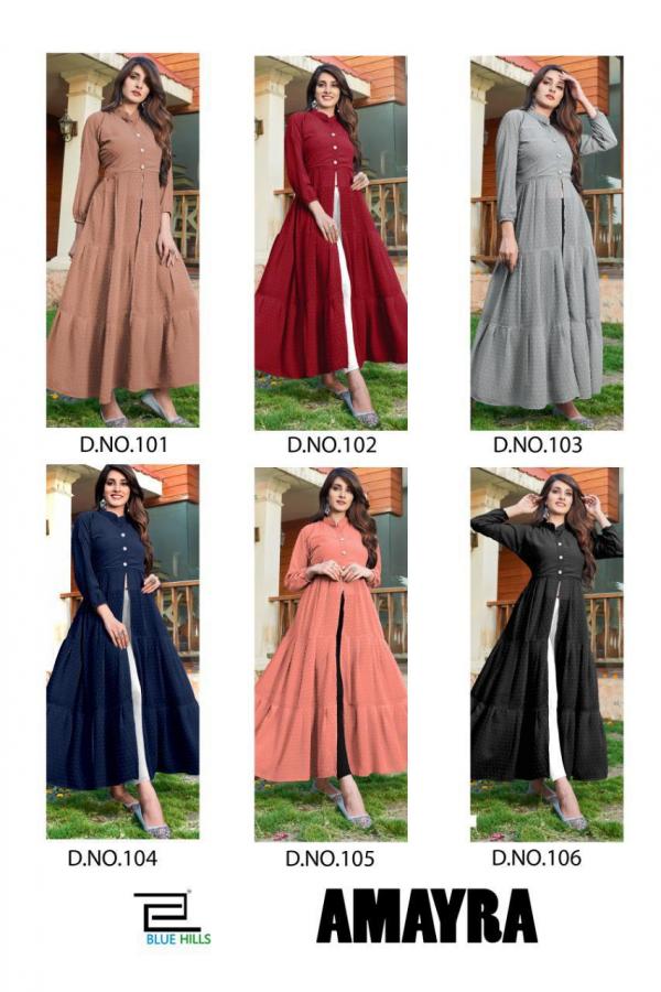 Blue Hills Amayra Georgette Designer  Fancy  Kurti Catalog