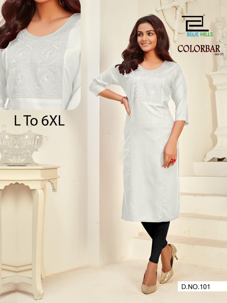 Blue Hills Color Bar Vol  5 Designer Embroidery Kurti  Catalog