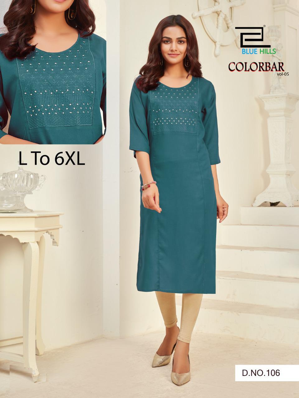 Blue Hills Color Bar Vol  5 Designer Embroidery Kurti  Catalog
