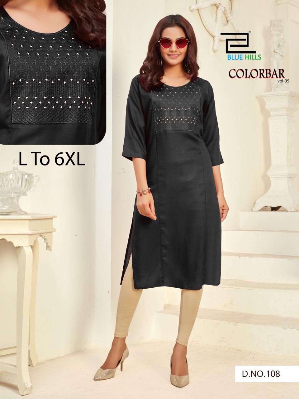 Blue Hills Color Bar Vol  5 Designer Embroidery Kurti  Catalog