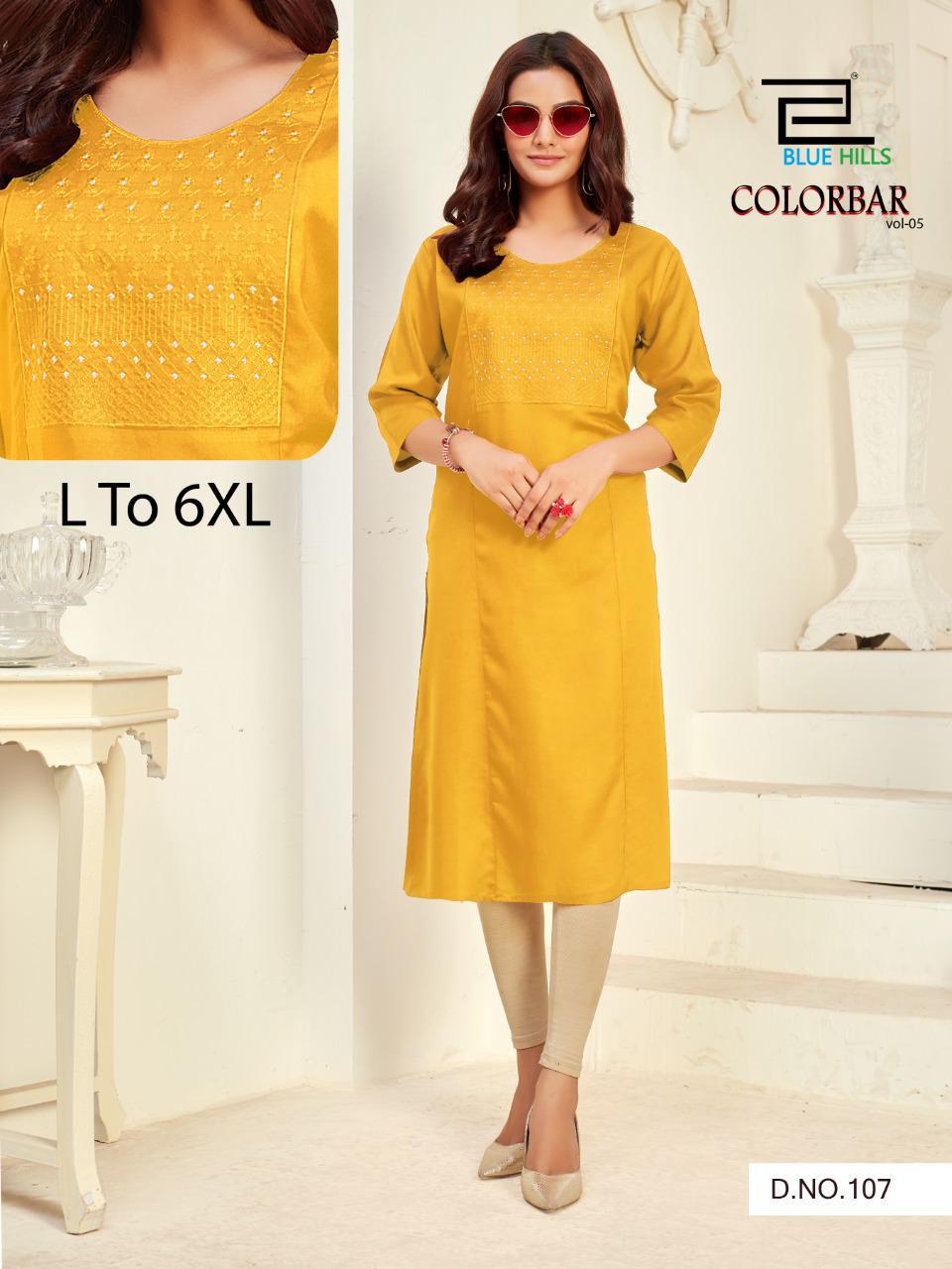 Blue Hills Color Bar Vol  5 Designer Embroidery Kurti  Catalog