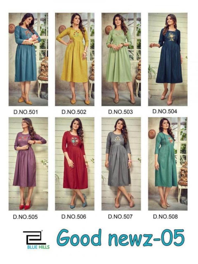 Blue Hills Good News Vol 5 Fancy Chinon Feeding Kurti Catalog