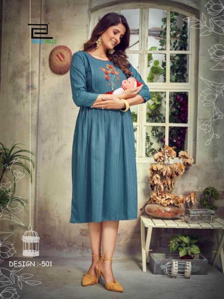 Blue Hills Good News Vol 5 Fancy Chinon Feeding Kurti Catalog