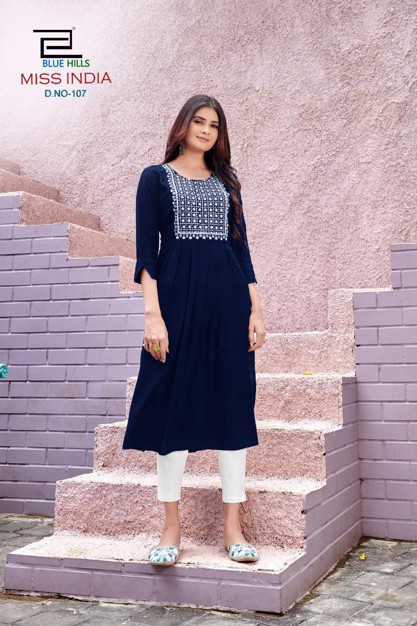 Blue Hills Miss India Vol 1 Long Printed Kurti Catalog