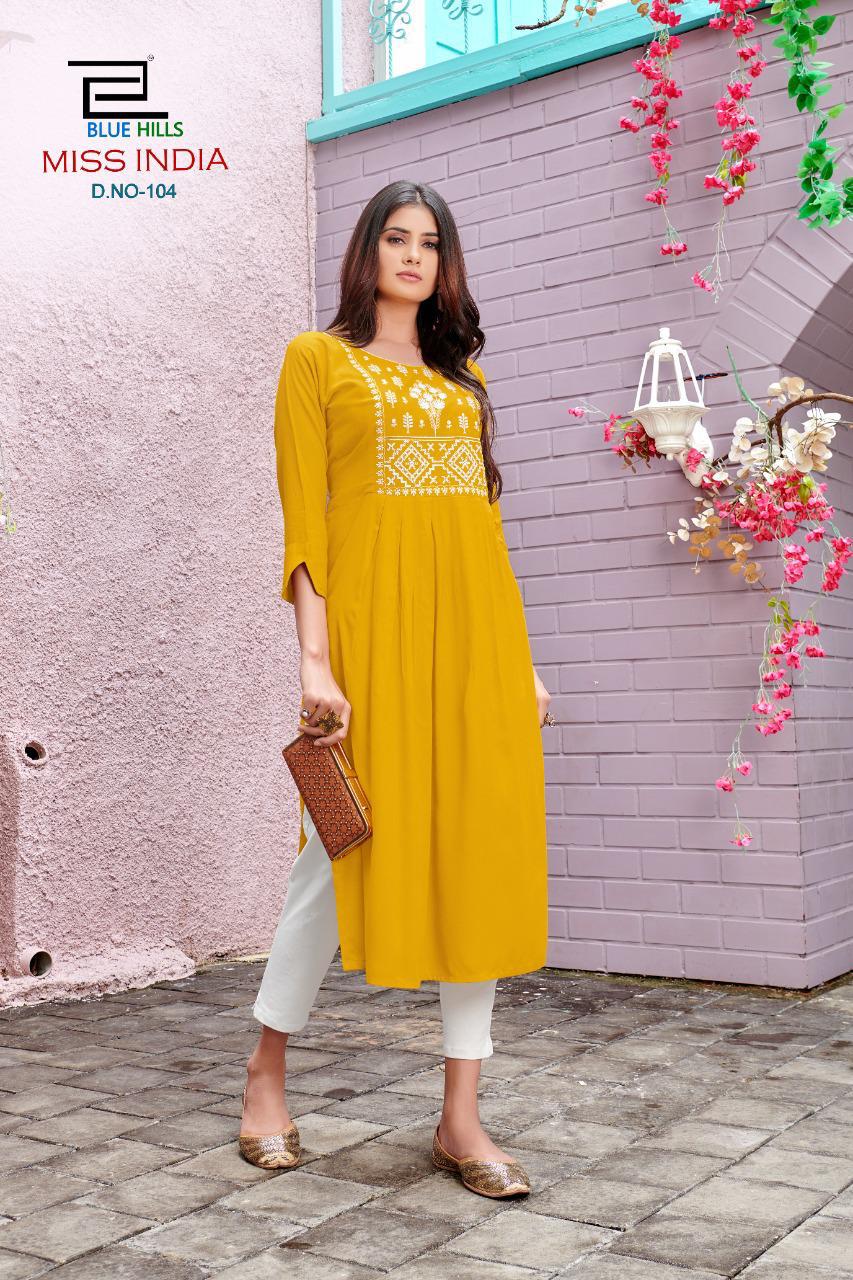 Blue Hills Miss India Vol 1 Long Printed Kurti Catalog