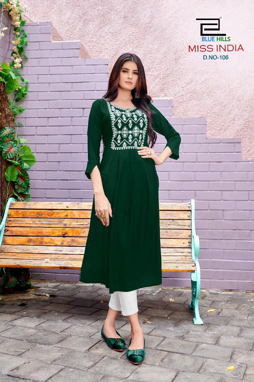 Blue Hills Miss India Vol 1 Long Printed Kurti Catalog