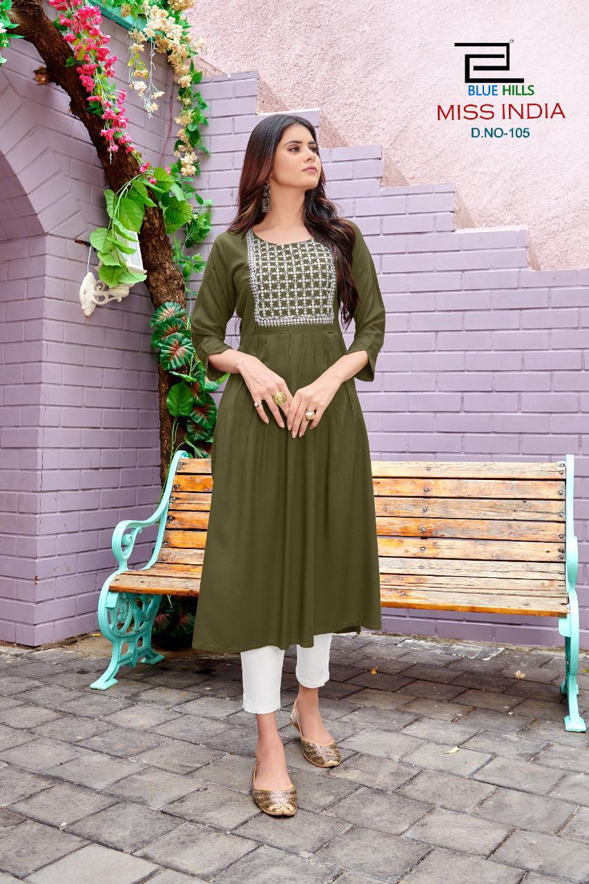 Blue Hills Miss India Vol 1 Long Printed Kurti Catalog