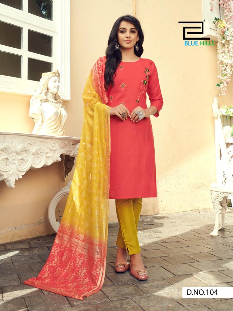 Blue Hills Queen Vol 1 Designer Embroidery Ready Made  Kurti Catalog