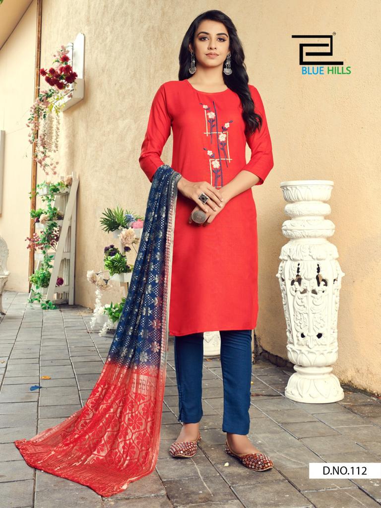 Blue Hills Queen Vol 1 Designer Embroidery Ready Made  Kurti Catalog