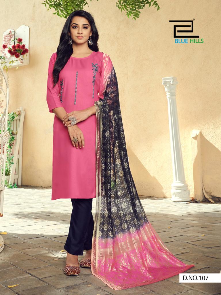 Blue Hills Queen Vol 1 Designer Embroidery Ready Made  Kurti Catalog