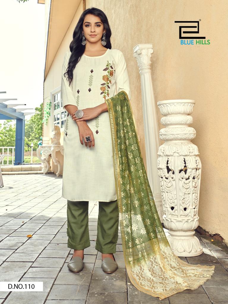 Blue Hills Queen Vol 1 Designer Embroidery Ready Made  Kurti Catalog