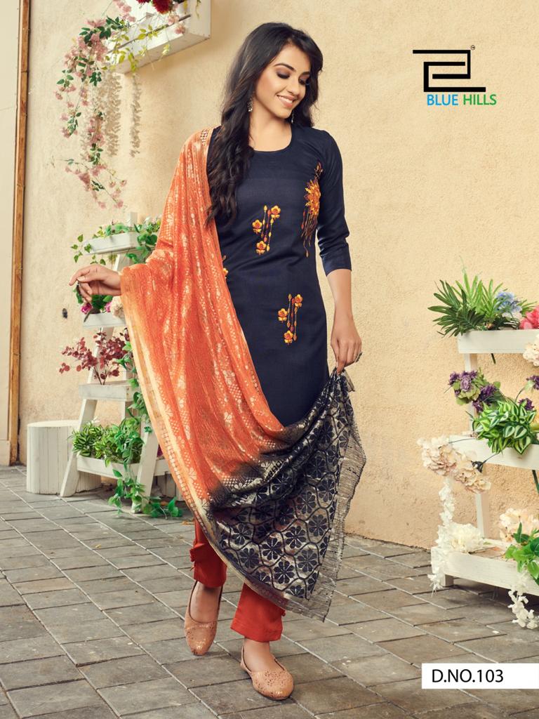 Blue Hills Queen Vol 1 Designer Embroidery Ready Made  Kurti Catalog