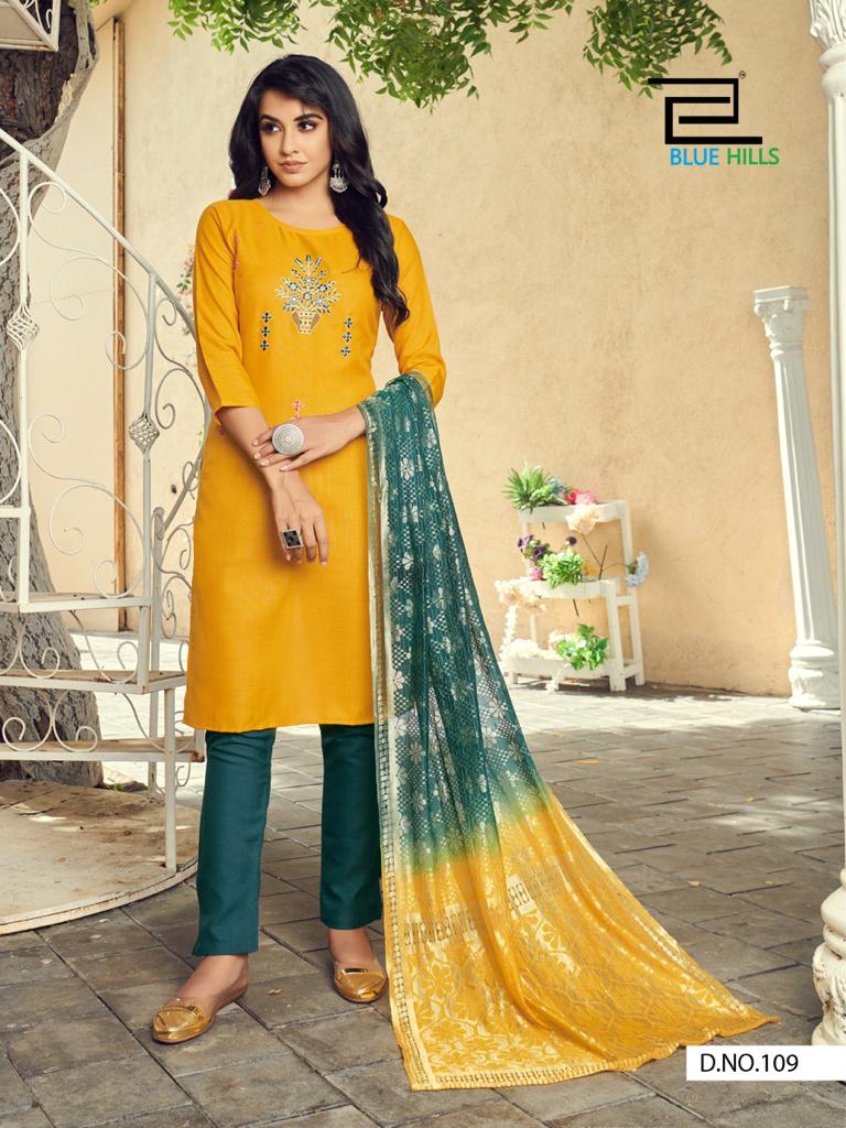 Blue Hills Queen Vol 1 Designer Embroidery Ready Made  Kurti Catalog