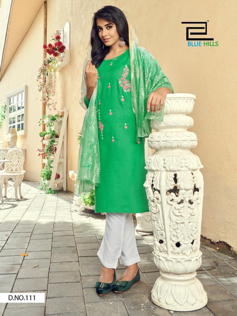 Blue Hills Queen Vol 1 Designer Embroidery Ready Made  Kurti Catalog