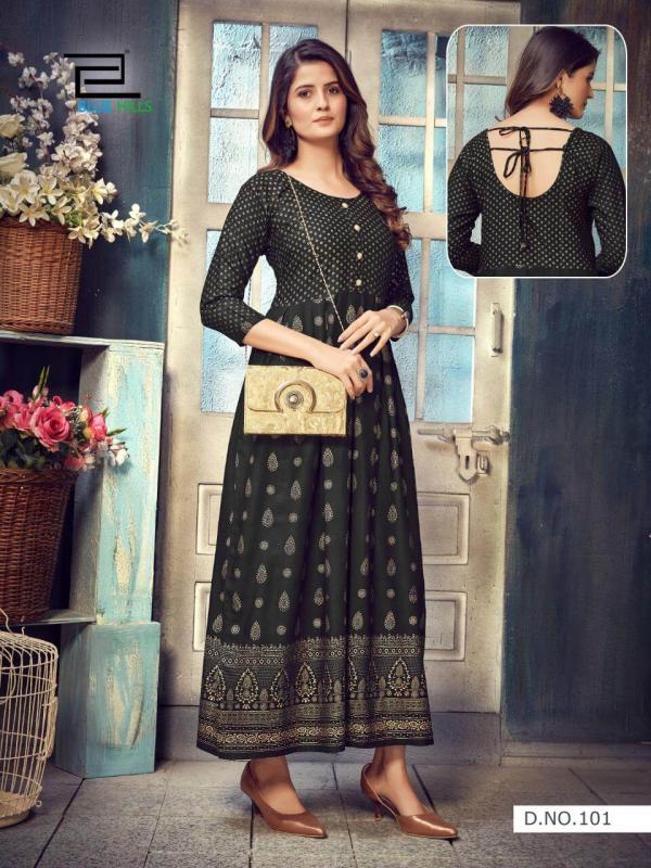 Blue Hills Show Off Rayon Fancy Gold Print Kurti  Catalog