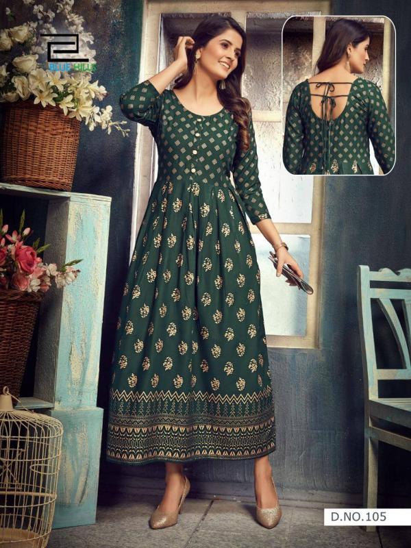 Blue Hills Show Off Rayon Fancy Gold Print Kurti  Catalog