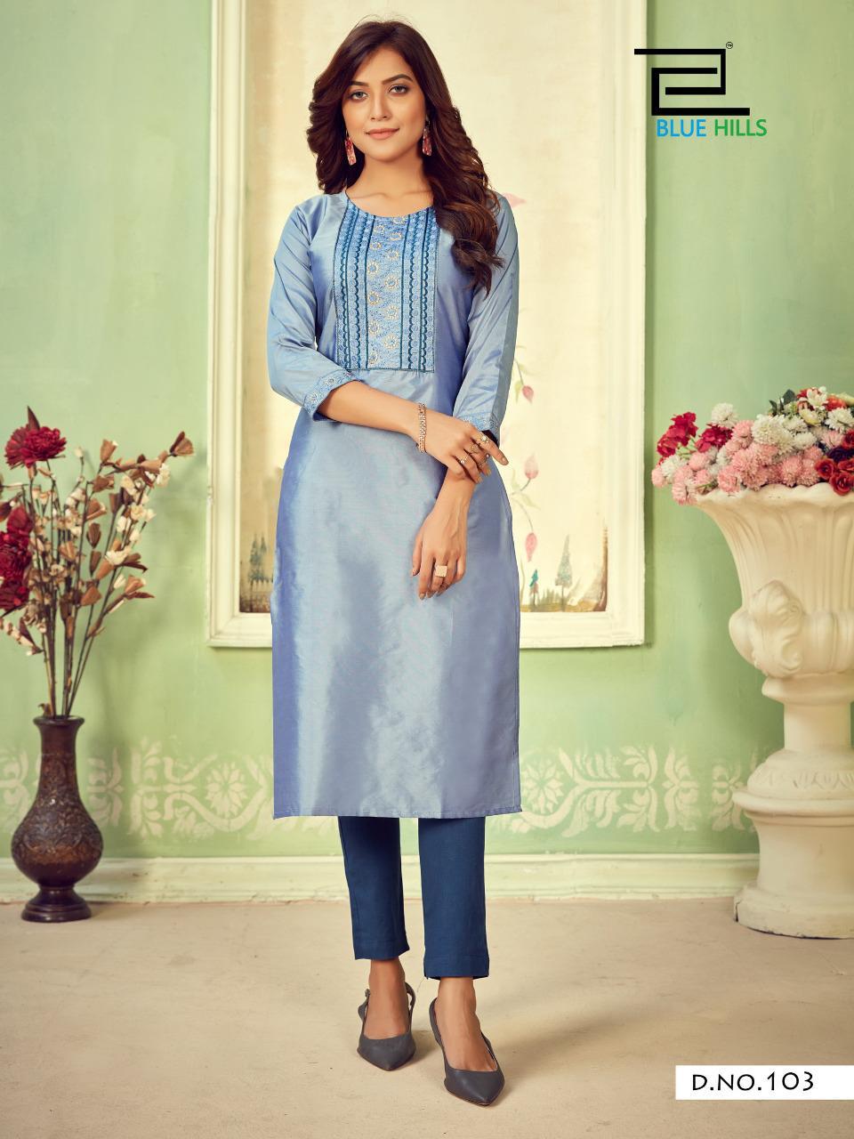 Blue Hills Solid  Vol 3 Designer Long Kurti Catalog