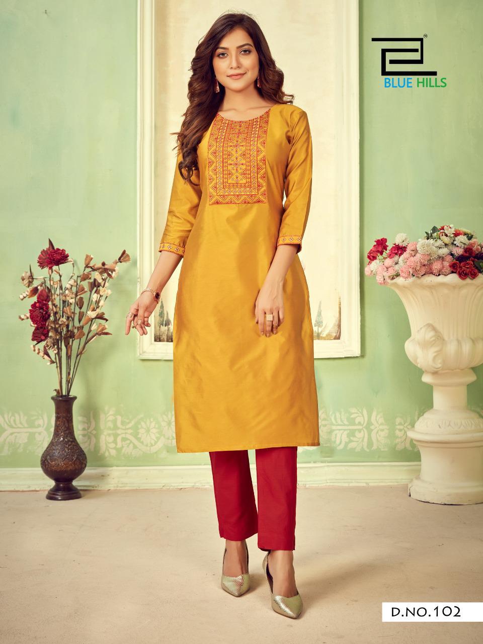 Blue Hills Solid  Vol 3 Designer Long Kurti Catalog