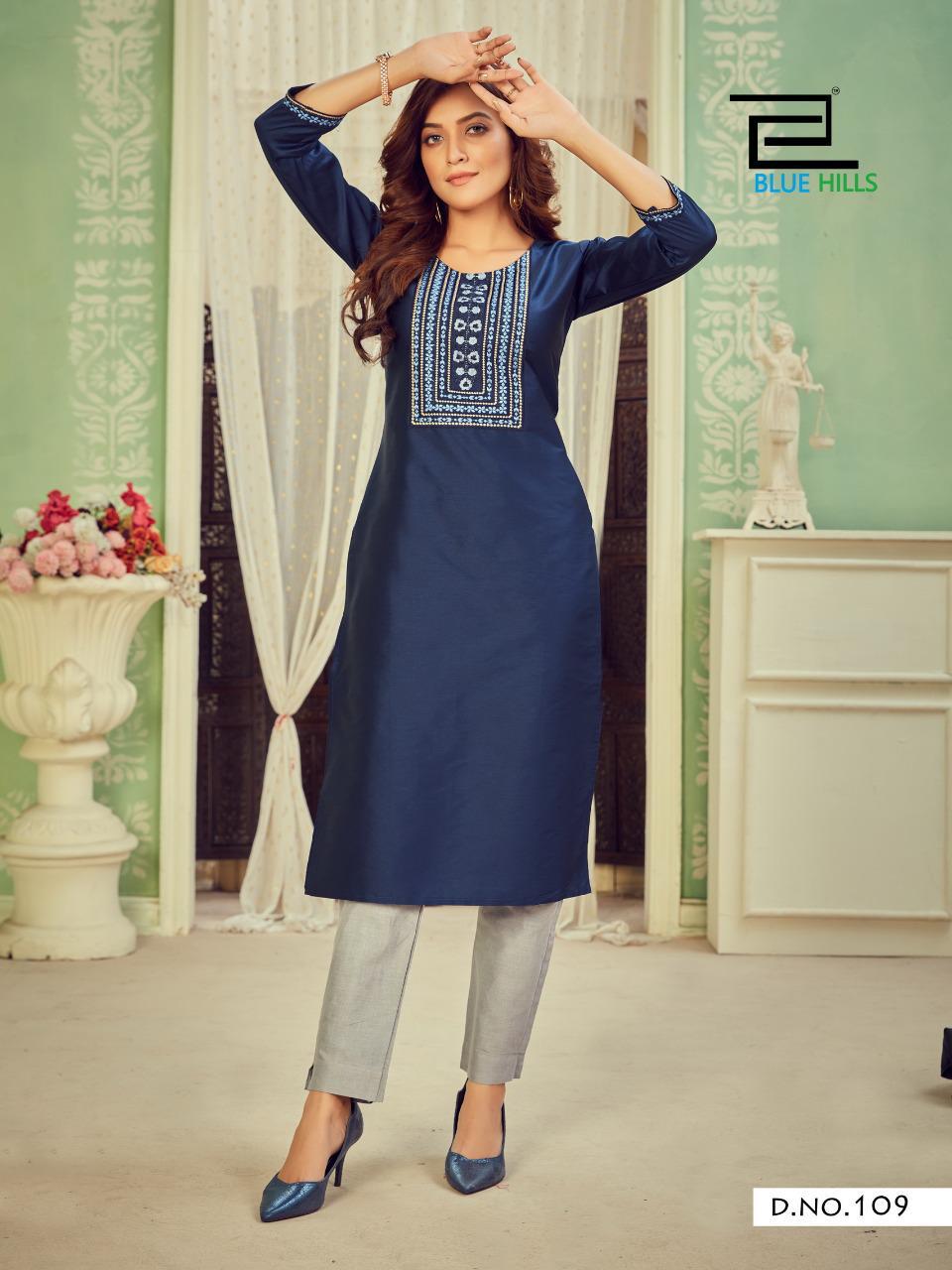 Blue Hills Solid  Vol 3 Designer Long Kurti Catalog
