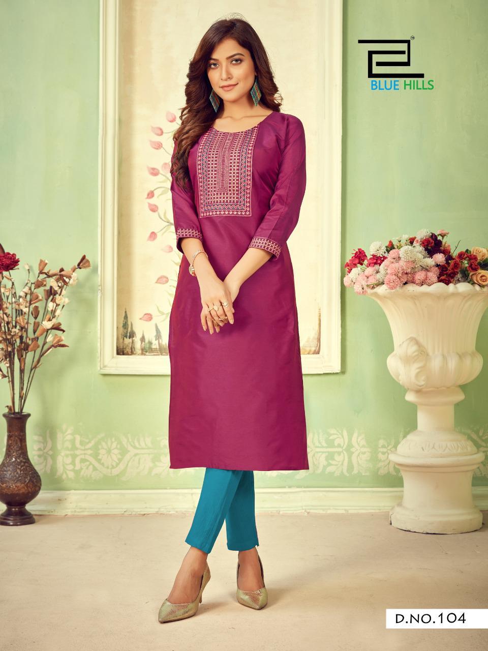 Blue Hills Solid  Vol 3 Designer Long Kurti Catalog