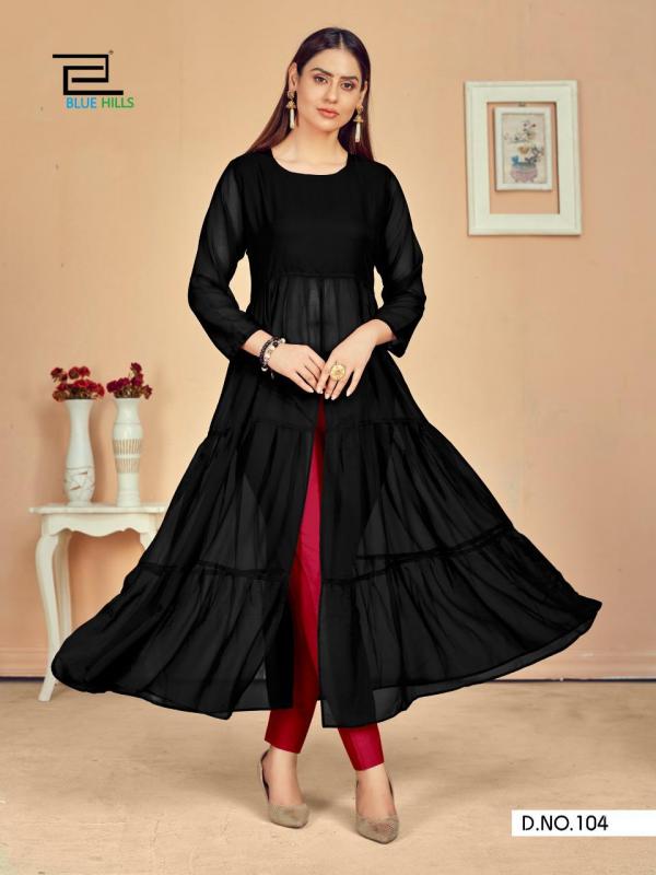Blue Hills Tokyo Georgette Fancy Kurti Designer Long Kurtis Catalog