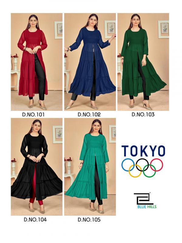 Blue Hills Tokyo Georgette Fancy Kurti Designer Long Kurtis Catalog