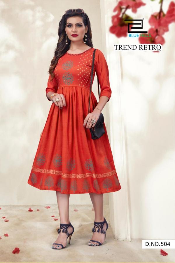 Blue Hills Trend Retro Vol 3 Rayon Fancy Long Kurti Catalog