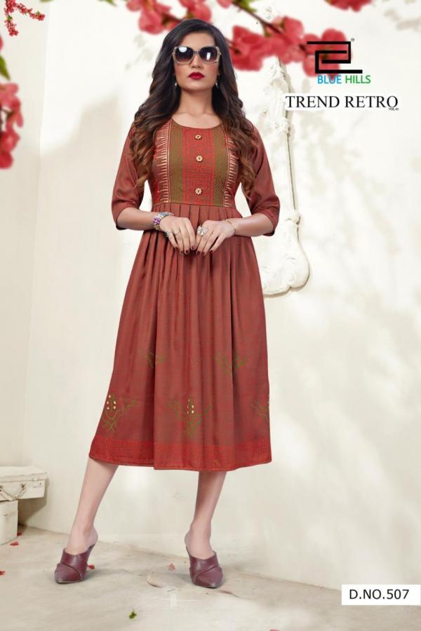 Blue Hills Trend Retro Vol 3 Rayon Fancy Long Kurti Catalog