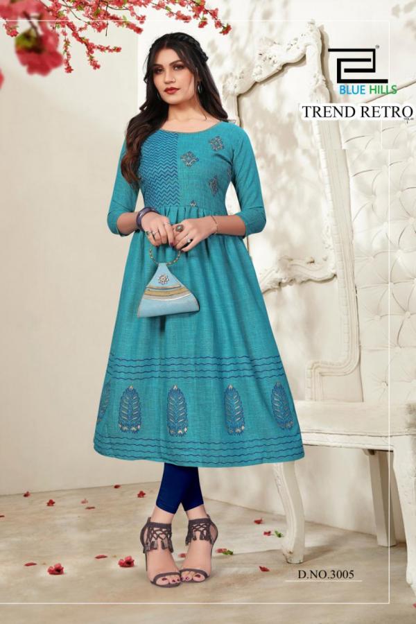 Blue Hills Trend Retro Vol 3 Rayon Fancy Long Kurti Catalog