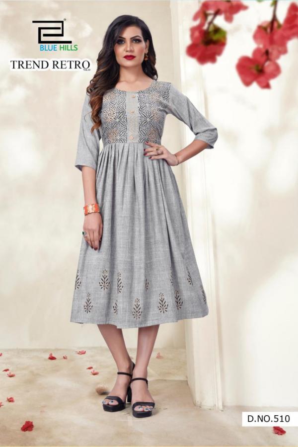 Blue Hills Trend Retro Vol 3 Rayon Fancy Long Kurti Catalog