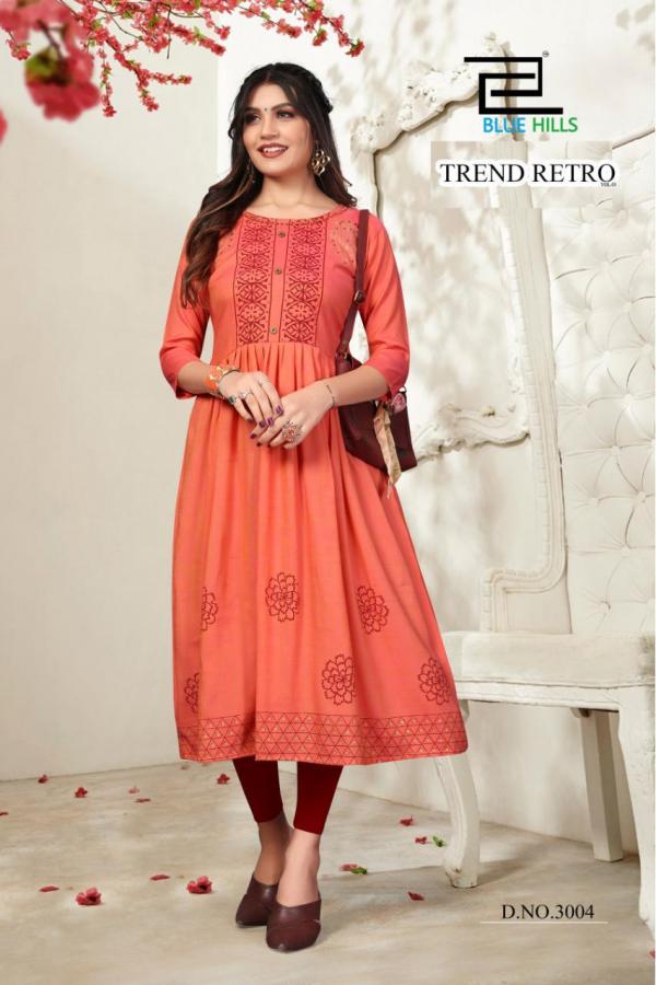 Blue Hills Trend Retro Vol 3 Rayon Fancy Long Kurti Catalog