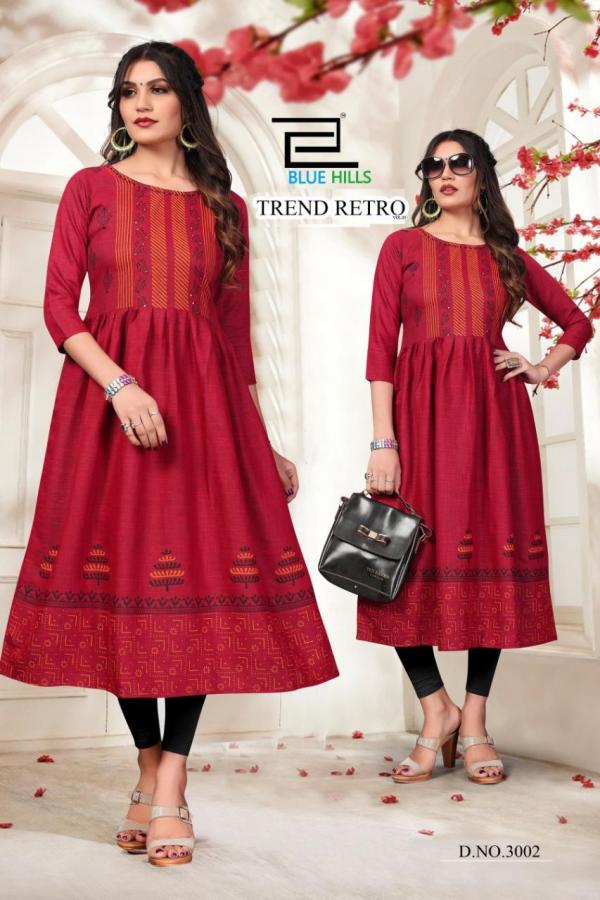 Blue Hills Trend Retro Vol 3 Rayon Fancy Long Kurti Catalog