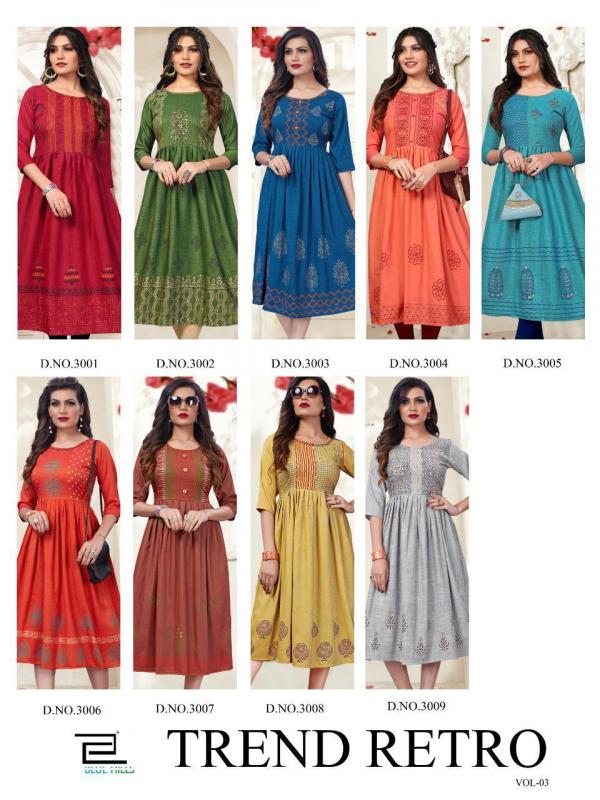 Blue Hills Trend Retro Vol 3 Rayon Fancy Long Kurti Catalog